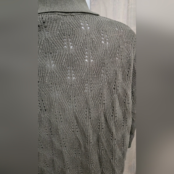 WINWARD Open Knit Camp Collar Button Down Short Sleeve Shirt. Olive. XL NWT - Picture 11 of 16